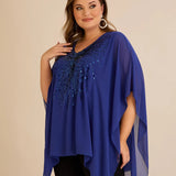 Κομψή τουνίκαμε λεπτομέρειες από παγιέτες σε άνετη γραμμή – Μπλε ρουά