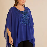 Κομψή τουνίκαμε λεπτομέρειες από παγιέτες σε άνετη γραμμή – Μπλε ρουά