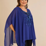 Κομψή τουνίκαμε λεπτομέρειες από παγιέτες σε άνετη γραμμή – Μπλε ρουά