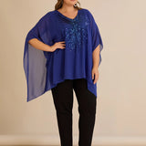 Κομψή τουνίκαμε λεπτομέρειες από παγιέτες σε άνετη γραμμή – Μπλε ρουά