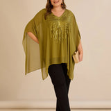 Κομψή τουνίκαμε λεπτομέρειες από παγιέτες σε άνετη γραμμή – Πράσινο/Ωχρά