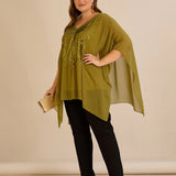 Κομψή τουνίκαμε λεπτομέρειες από παγιέτες σε άνετη γραμμή – Πράσινο/Ωχρά