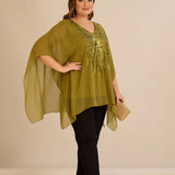 Κομψή τουνίκαμε λεπτομέρειες από παγιέτες σε άνετη γραμμή – Πράσινο/Ωχρά