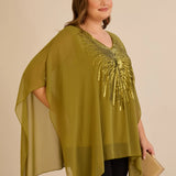 Κομψή τουνίκαμε λεπτομέρειες από παγιέτες σε άνετη γραμμή – Πράσινο/Ωχρά