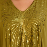 Κομψή τουνίκαμε λεπτομέρειες από παγιέτες σε άνετη γραμμή – Πράσινο/Ωχρά