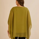 Κομψή τουνίκαμε λεπτομέρειες από παγιέτες σε άνετη γραμμή – Πράσινο/Ωχρά