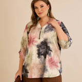 Μπλούζα με φερμουάρ και αυθεντικό σχέδιο-Αφηρημένα λουλούδια