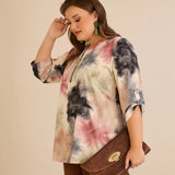 Μπλούζα με φερμουάρ και αυθεντικό σχέδιο-Αφηρημένα λουλούδια