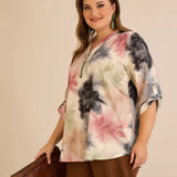 Μπλούζα με φερμουάρ και αυθεντικό σχέδιο-Αφηρημένα λουλούδια