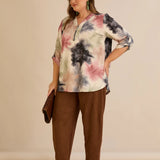 Μπλούζα με φερμουάρ και αυθεντικό σχέδιο-Αφηρημένα λουλούδια