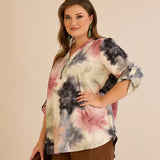 Μπλούζα με φερμουάρ και αυθεντικό σχέδιο-Αφηρημένα λουλούδια