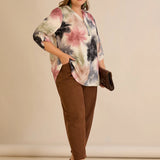 Μπλούζα με φερμουάρ και αυθεντικό σχέδιο-Αφηρημένα λουλούδια