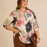 Μπλούζα με φερμουάρ και αυθεντικό σχέδιο-Αφηρημένα λουλούδια