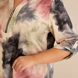 Μπλούζα με φερμουάρ και αυθεντικό σχέδιο-Αφηρημένα λουλούδια