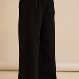 Ελαστικό μοντέρνο τζιν με φαρδιά μπατζάκια - Μαύρο