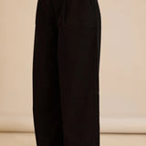 Ελαστικό μοντέρνο τζιν με φαρδιά μπατζάκια - Μαύρο