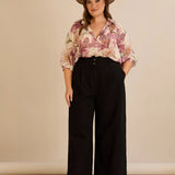 Ελαστικό μοντέρνο τζιν με φαρδιά μπατζάκια - Μαύρο