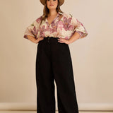 Ελαστικό μοντέρνο τζιν με φαρδιά μπατζάκια - Μαύρο