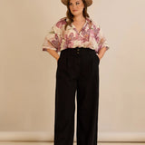 Ελαστικό μοντέρνο τζιν με φαρδιά μπατζάκια - Μαύρο