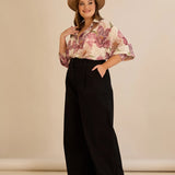 Ελαστικό μοντέρνο τζιν με φαρδιά μπατζάκια - Μαύρο