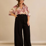 Ελαστικό μοντέρνο τζιν με φαρδιά μπατζάκια - Μαύρο