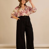 Ελαστικό μοντέρνο τζιν με φαρδιά μπατζάκια - Μαύρο