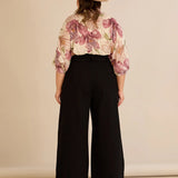 Ελαστικό μοντέρνο τζιν με φαρδιά μπατζάκια - Μαύρο