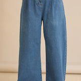 Ελαστικό μοντέρνο τζιν με φαρδιά μπατζάκια - Μπλε