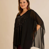 Κομψή τουνίκαμε λεπτομέρειες από παγιέτες σε άνετη γραμμή – Μαύρο