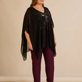 Κομψή τουνίκαμε λεπτομέρειες από παγιέτες σε άνετη γραμμή – Μαύρο