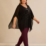 Κομψή τουνίκαμε λεπτομέρειες από παγιέτες σε άνετη γραμμή – Μαύρο