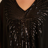 Κομψή τουνίκαμε λεπτομέρειες από παγιέτες σε άνετη γραμμή – Μαύρο