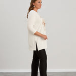 Γυναικείο τουνίκ με στάμπα "Happiness" σε μέγαλα μεγέθη- Εκρού