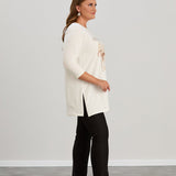 Γυναικείο τουνίκ με στάμπα "Happiness" σε μέγαλα μεγέθη- Εκρού