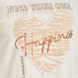 Γυναικείο τουνίκ με στάμπα "Happiness" - Εκρού