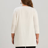 Γυναικείο τουνίκ με στάμπα "Happiness" - Εκρού