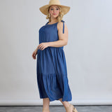 Denim καλοκαιρινό φόρεμα Tencel με βολάν