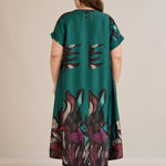 Σατινέ μάξι φόρεμα με γεωμετρικά σχέδια - πράσινο