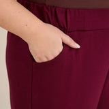 Ελαστικό γυναικείο παντελόνι με κουμπιά – Βουργουνδί