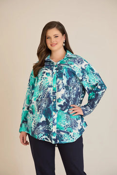 Κομψό πουκάμισο από φίνα βισκόζη – Τιρκουάζ