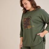 Ανοιξιάτικη μπλούζα με τύπωμα – Λαδί