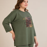Ανοιξιάτικη μπλούζα με τύπωμα – Λαδί