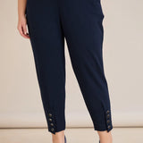 Γυναικείο παντελόνι με κουμπιά σε χρώμα Σκούρο μπλε σε μεγάλα μεγέθη