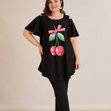 Καλοκαιρινή βαμβακερή τουνίκ με στάμπα –Μαύρο