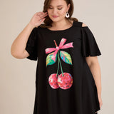 Καλοκαιρινή βαμβακερή τουνίκ με στάμπα –Μαύρο