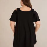 Καλοκαιρινή βαμβακερή τουνίκ με στάμπα –Μαύρο