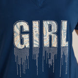 Βαμβακερή τουνίκ με V ντεκολτέ και τύπωμα – Μπλε