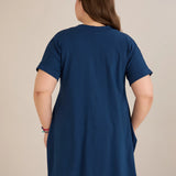 Βαμβακερή τουνίκ με V ντεκολτέ και τύπωμα – Μπλε