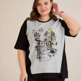 Βαμβακερό T-shirt με τύπωμα - Τίγρεις