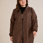 Ανοιξιάτικο παρκά με βαμβακερή και ελαστική επένδυση σε Σοκολατί χρώμα σε μεγάλα μεγέθη